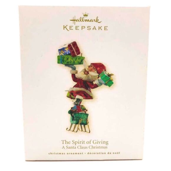 Hallmark The Spirit Of Giving Christmas Ornament Santa Sleigh Gifts 2008 Boxed - Picture 1 of 6